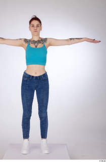 Rada blue crop top blue jeans dressed standing t-pose white…